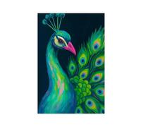 Abstract Neon Peacock Bird Animal Art Painting Canvas Poster Bedroom Decor Landscape Office Room Decor Gift 20" L X 30" W