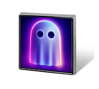 Abstract Neon Purple Glowing Ghost Unisex Brooches & Pins Square Lightweight Lapel Badge Jewelry for Clothing Shawl Hat