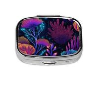 Abstract Neon Waves_1 Square Mini Pill Case, Compact Metal Pocket Pill Box with 2 Compartments for Travel