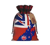 Abstract New Zealand Flag Map04 Print Pouch Goody Christmas Drawstring Gift Bags Xmas Treats Bag Holiday Candy Wrapping Bags