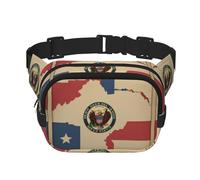 Abstract North Dakota State Flag Map03 Square Double-Layer Waist Bag Mini Adjustable Waist Belt Bag Exercise Running Travel Hiking, Black, One Size