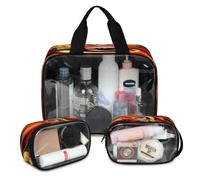 Abstract Note Music Travel Makeup Bag for Women Men, Art Note Translucent Cosmetic Bags 3 Pcs Large Shower Wash Pouch Toiletry Cosmetic Toiletries Organizer
