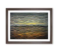 Abstract Ocean Ripples Framed Wall Art Print A2 Walnut