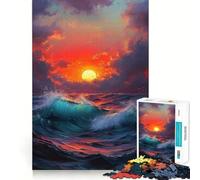 Abstract Ocean Sunset Painting Hard Jigsaw Puzzle for Adults 1000 Pieces Serene Game Creative Craft Real Challenge Perfect Decor (50x75cm)