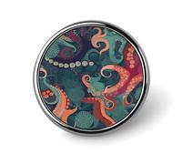 Abstract Octopus Badge Holder Exquisite Round Badge with Picture Pin DIY Button Badges Personalized Metal Button Pin Fashion Brooch Crafts Gifts Clothes Decorative Pins
