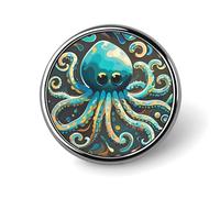 Abstract Octopus Button Pin 1 Inch, Personalized Metal Lapel Pins, Lightweight Round Brooch Pin, Elegant Button Badges, Funny Enamel Pins for Shirts Jackets Bags & Gift