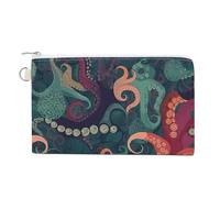 Abstract Octopus Coin Purse with Zipper Coin Wallet Coin Pouch Canvas Change Purse Pouch Zero Wallet Coin Bag