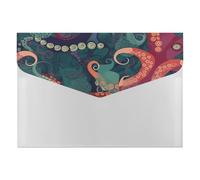 Abstract Octopus File Folder, Plastic Accordion File Folders with 6 Pockets, Expanding File Organizer with Snap Closure, Portable Document Paper Organizer, Office Supplies Filing Folders