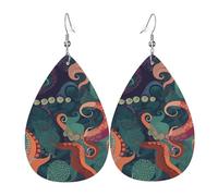 Abstract Octopus Leather Earrings Dangle Drop for Women Lightweight Teardrop Earrings Pendant Christmas Birthday Gift Fashion Jewelry Outfits Accessories
