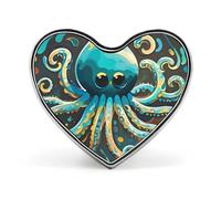 Abstract Octopus Pine Lapel Pin - Heart Shape Brooch Pins for Men & Women Suit Accessories, 1" Lightweight Enamel Lapel Pins Buttons for Backpacks, Hats, Bags, Lanyards