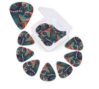 Abstract Octopus Print Guitar Picks 12 Pack Guitar Plectrums with Storage Box Bass Picks For Acoustic Guitar Bass Electric Ukulele Includes 0.46mm, 0.71mm, 0.96mm