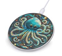 Abstract Octopus Wireless Charger, 10W Qi-Certified Fast Wireless Charging Pad with USB Cable & LED Indicator Fashion Charger Mat Portable Charging Station for All Qi-Enabled Phones