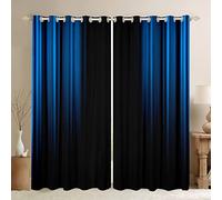 Abstract Ombre Curtains Kids Girls Boys Teens Navy Blue and Black Window Curtains for Bedroom Living Room,Gradient Window Treatment W52*L90 Inch