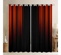 Abstract Ombre Curtains Kids Girls Boys Teens Orange and Black Window Curtains for Bedroom Living Room,Gradient Window Treatment W66*L90 Inches,2 Panels