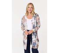 Abstract Open Front Longline Cardigan Izabel London White 10