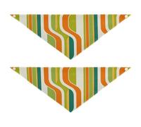 Abstract Orange and Green Stripe Pattern 2 Pack Dog Grooming Bandanas Bulk Triangle Bibs Kerchief Set Pet Holiday Set for Dogs Cats