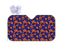 Abstract Orange Poppies On Royal Blue Car Front Window Sunshade | Foldable Windshield Sun Shade For Most Sedans Suv Truck Auto Sun Blocker