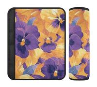 Abstract Orange Purple Pansies Flowers 2 pcs car seat Strap & Belt Covers Stop seat Belt Cutting into Neck for Auto funda para cinturón de carro