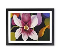 Abstract Orchid Flower Framed Print | A4 Black Framed Wall Art | Ready to Hang | Abstract Floral Picture | Living Room Bedroom Lounge Office