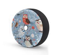 Abstract Owls Birds Spare Tire Cover 14 In
