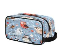 Abstract Owls Birds Toiletry Bag for Travel, Cosmetic Makeup Bag Waterproof Polyester Shaving Bag for Men Women Kids, Portable Organizer for Bathroom Gym Vacation