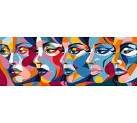 Abstract Paint by Numbers for Adults Beginners, 34x101 Inch Large Paint by Numbers Face, Easy DIY Acrylic Oil Painting by Numbers for All Ages Crafts for Home Wall Decor, Gift (Without Frame) -H700
