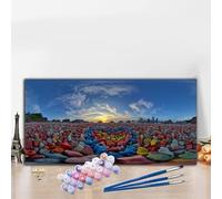 Abstract Paint by Numbers for Adults Beginners, DIY Paint by Numbers Stone Colored Canvas Drawing, Easy Arts and Crafts for Adults Oil Painting Kit for Relax and Christmas Decorations 60x120 cm G8-44