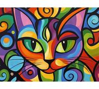 Abstract Paint by Numbers for Adults,Cat Painting by Numbers Kits Children or Beginner,DIY Canvas Adult Crafts Oil Painting with Paint Brushes Acrylic Drawing Paintwork 30x40cm Frameless E1-1222