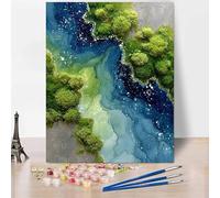 Abstract Paint by Numbers for Adults, DIY Paint by Numbers Ocean, Canvas Oil Painting Kit with 3 Paintbrushes, Acrylic Pigment Drawing Paintwork for Gifts for Women 16x24 inch Without Frame -XY687