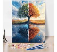 Abstract Paint by Numbers for Adults, DIY Paint by Numbers Tree, Canvas Oil Painting Kit with 3 Paintbrushes, Acrylic Pigment Drawing Paintwork for Gifts for Women 8x12 Inch Without Frame -XY657