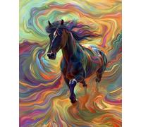 Abstract Paint by Numbers for Adults, Horse Paint by Numbers for Children or Beginner, DIY Canvas Oil Painting Kit with Brushes and Acrylic Pigment for Home Wall Decor, Gifts for Women 40x50cm I-19