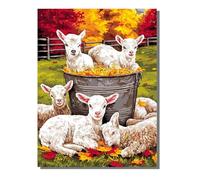 Abstract Paint by Numbers for Adults, Paint by Numbers Sheep, 36 Pigments DIY Oil Painting Kits on Canvas with Brushes, Hobbies for Women, Painting for Home Wall Decor Gifts 16x22 in ZBSWK660