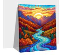 Abstract Paint by Numbers，Landscape Paint by Numbers for Adults 28x36in Easy Canvas Painting Kits for Adults Beginners with Brushes Acrylic Pigment，Home Decoration Wall Art Crafts，Women Hobby Y#B385