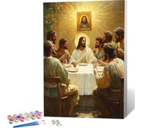 Abstract Paint by Numbers The Last Supper Painting by Numbers for Adults Beginner DIY Digital Painting Hobbies for Adults Women with 3 Brush and Acrylic Paints Kit for Home Decor 50x65cm -zjn2604YB