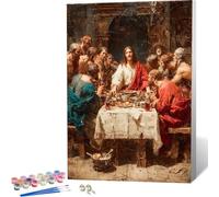 Abstract Paint by Numbers The Last Supper Painting by Numbers for Adults Beginner DIY Digital Painting Hobbies for Adults Women with 3 Brush and Acrylic Paints Kit for Home Decor 50 x 65 cm -zjn2604V1