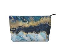 Abstract Paint Gold Glitter Blue Marble, Cosmetic Bag Corduroy Makeup Bag Portable Travel Toiletry Bag