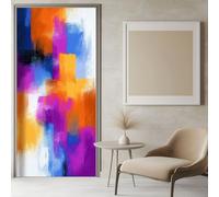 Abstract Paint Graffiti Door Sticker Decal Peel and Stick 82x200 cm, Door Mural PVC Removable Colorful Self-Adhesive Wallpaper for Bedroom Living Room Home Décor