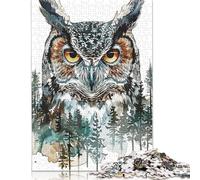 Abstract Paint Owl 500 Piece Puzzles for Adults 500 Piece Wooden Puzzles-Puzzle Hands-on Game-Family Decoration 500pcs (52x38cm)