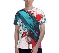 Abstract Paint Splashes 1 Pack Men's Fit T Shirts, Athletic Running Gym Workout Stylish Short Sleeve Tee Shirts for Men Black