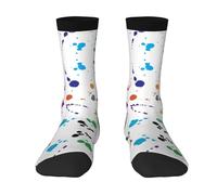 Abstract Paint Splashes Color-Clash Mid-Calf Socks â€“ Bold Full-Print Design With Black Toe Contrast For Unmatched Style And Comfort