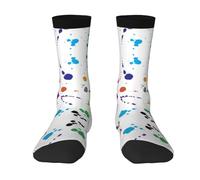 Abstract Paint Splashes Color-Clash Mid-Calf Socks â€“ Bold Full-Print Design With Black Toe Contrast For Unmatched Style And Comfort