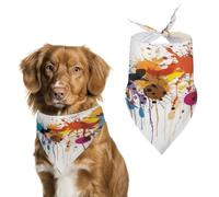 Abstract Paint Splashes Dog Bandanas Cute Soft Cotton Puppy Scarves Washable Daily Summer Durable Triangle Reversible Bibs Suitable for Small Medium Large Dogs and Cats