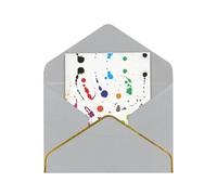 Abstract Paint Splashes Elegant Pearlized Gold-Edged Greeting Card-Blank Interior,Single-Sided Print, All-Occasion Foldable Note Card With Envelope