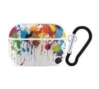 Abstract Paint Splashes for Airpod Pro Case Cover Hard Shell Full Drop Protection Cover with Keychain Compatible with AirPod Pro 2nd/1st Generation, Front LED Visible,White
