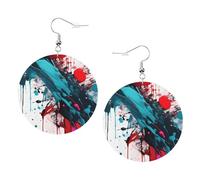 Abstract Paint Splashes Leather Round Earrings Daily Accessories Working At Work Women'S Fashion