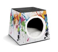 Abstract Paint Splashes Pet Hut Comfortable Nest for Pets Space Capsule Warm Soft Indoor Pet Shelter Space Pet House for Indoor Cats Small Dogs and Medium Animal