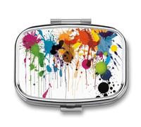 Abstract Paint Splashes Pill Box Pill Case Cute Pill Organizer Pill Holder Medicine Pill Organizer Pill Container Daily Pill Organizer Small Pill Box Pill Case for Purse Pocket