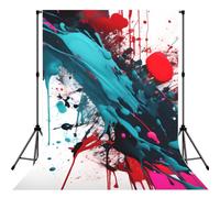 Abstract Paint Splashes Print 5×7ft Photo Backdrop, Seamless Background Cloth for Studio and Portrait Photography(No Stand)