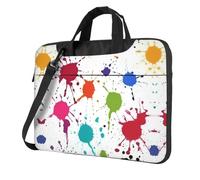 Abstract Paint Splashes Print Laptop Bag, Padded Shoulder Strap, Simplifies Your Daily, Ideal For Business Trips, Black, 13 inch