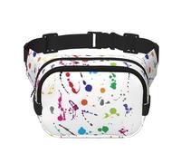Abstract Paint Splashes Print Square Double Layer bag Waist Bag Trendy Pack Travel Bag with Adjustable Bel, Black, One Size